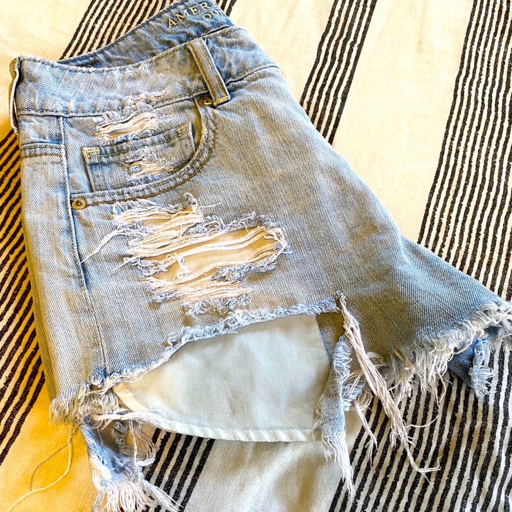 High Waisted Distressed Jean Shorts